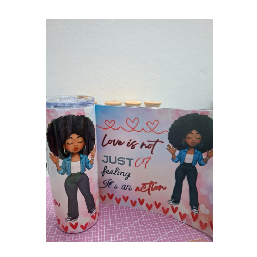 💖 Tumbler & Mouse Pad Set – “Love is Not Just a Feeling